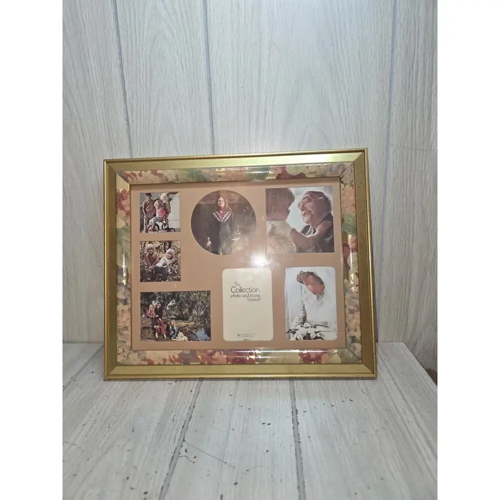 Vtg Floral Photo Frame Multipicture Wood Intercraft Collection 10x12 Gallery